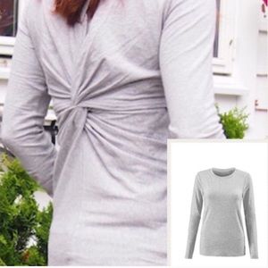 CAbi Turn Key Tee twist gray long sleeve top size Medium